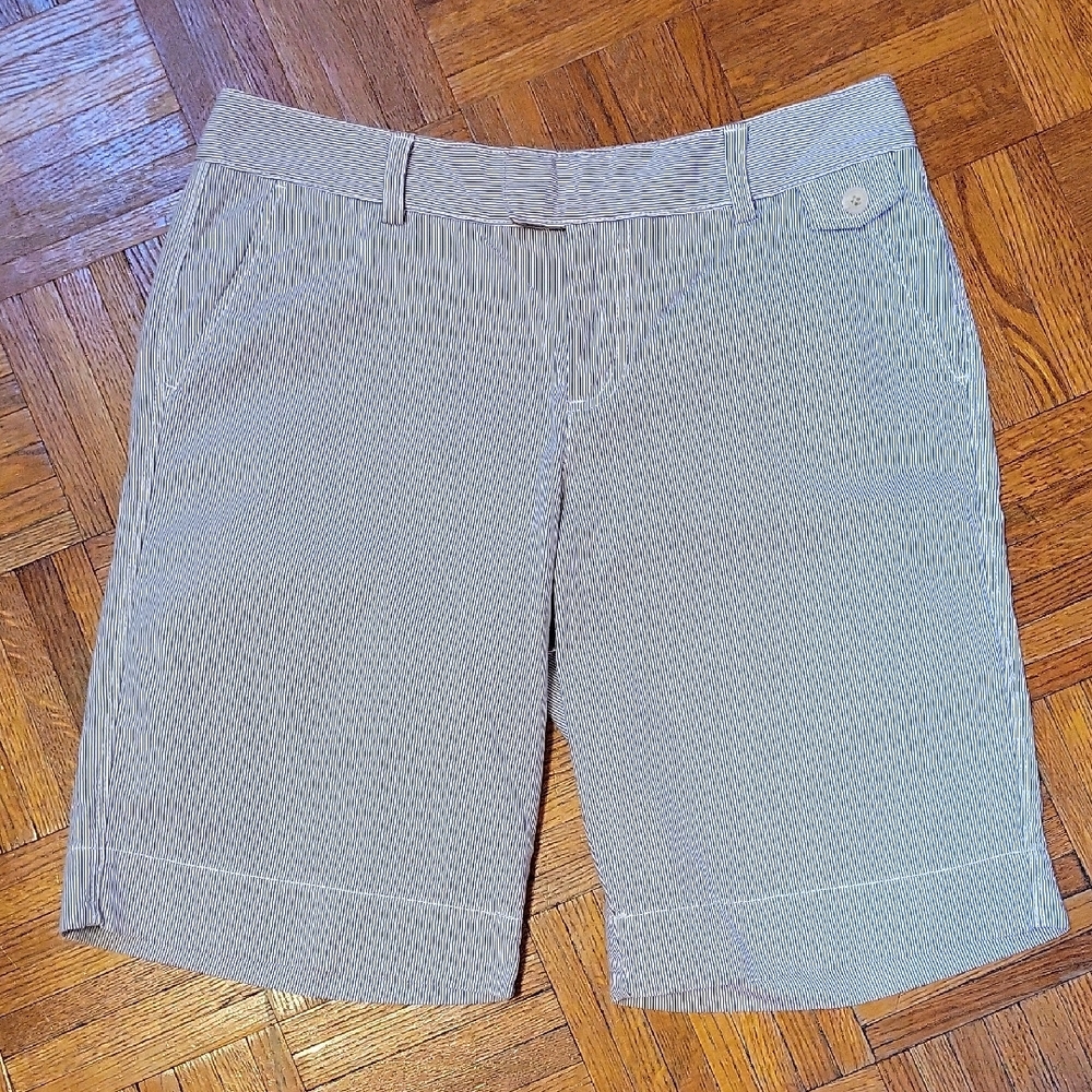 Dockers Women's Light Blue Seersucker Bermuda Shorts